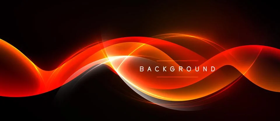 Abstract red waves over black background. Bright, dynamic lines create flowin Stock Illustration