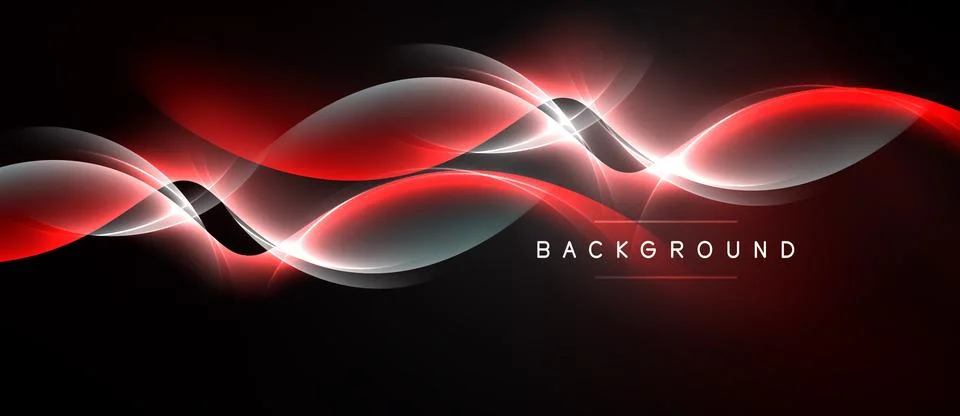 Abstract red waves over black background. Bright highlights create dynamic, Illustrazione stock