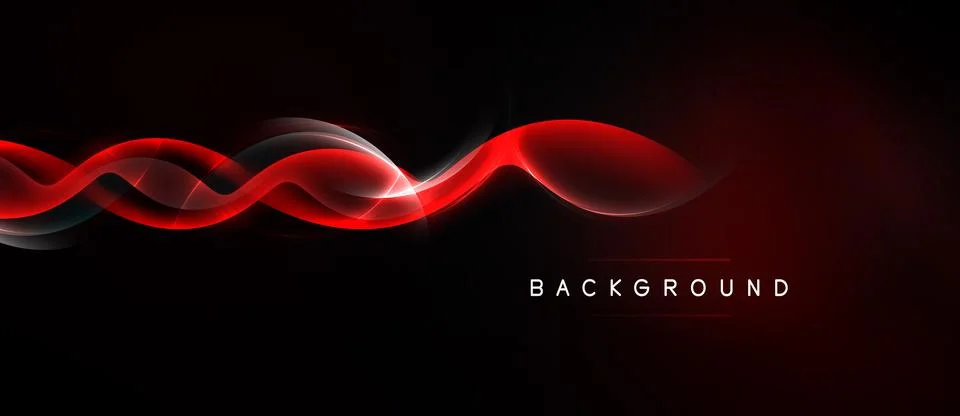 Abstract red waves over black background. Modern design element, dynamic flow Illustrazione stock