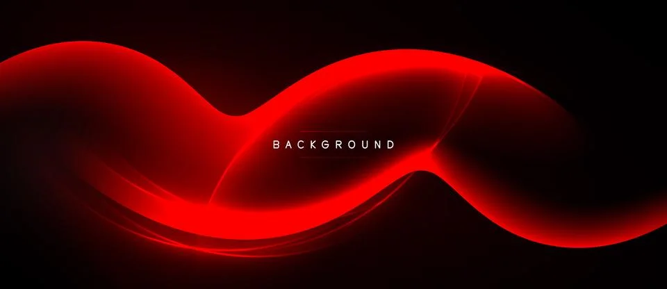 Abstract red waves over black background. Dynamic lines create flowing, moder Ilustração Stock