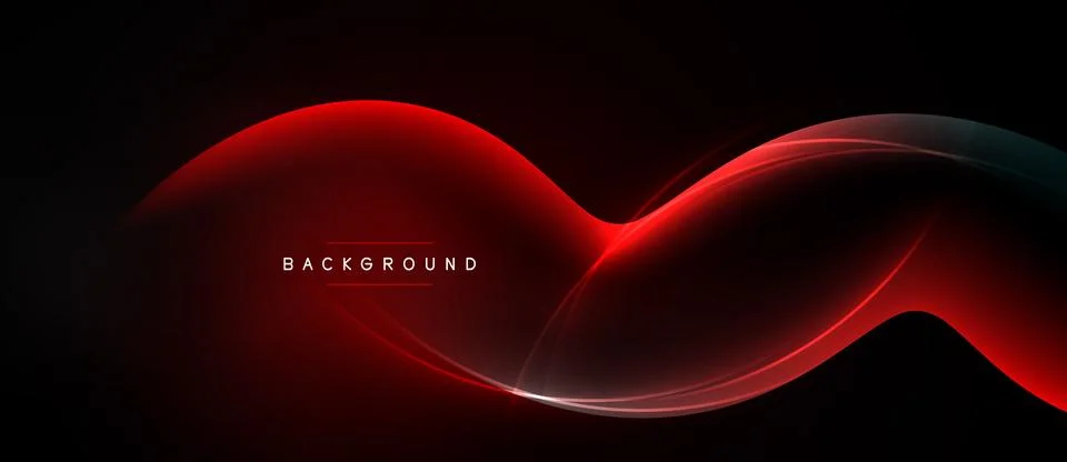 Abstract red waves over black background. Smooth lines create dynamic visual Ilustração Stock
