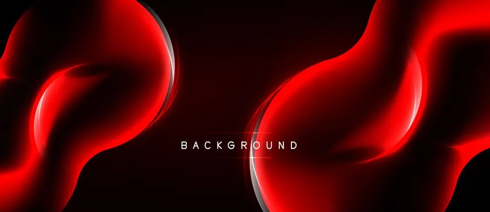 Abstract red waves over black background. Dynamic shapes create modern visual 库存插图