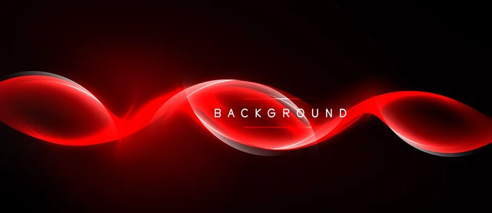 Abstract red waves over black background. Dynamic light effects create modern Illustrazione stock