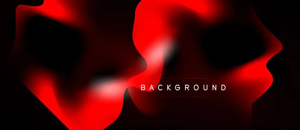 Abstract red waves over black background. Dynamic fluid shapes create modern Ilustração Stock