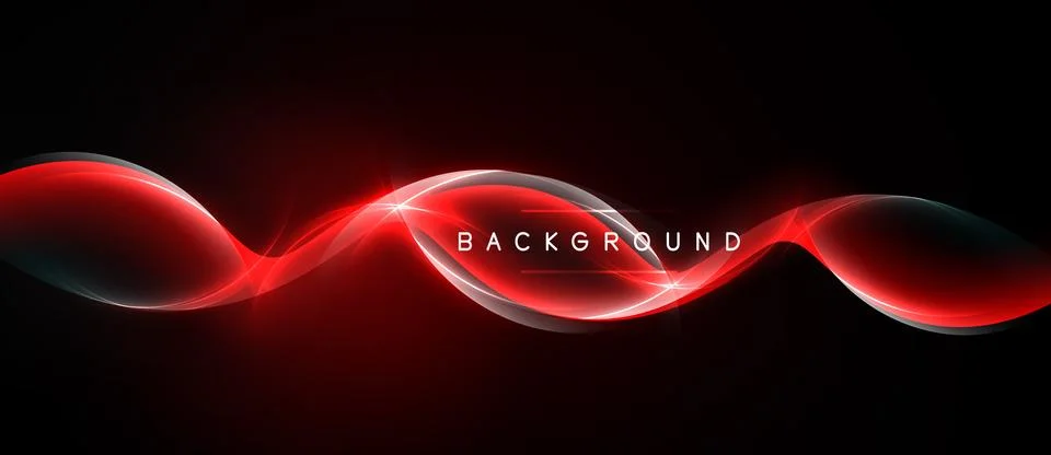 Abstract red waves over black background. Dynamic light effects create modern Ilustração Stock