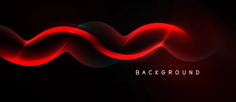 Abstract red waves over black background. Modern design element, dynamic flow Ilustração Stock