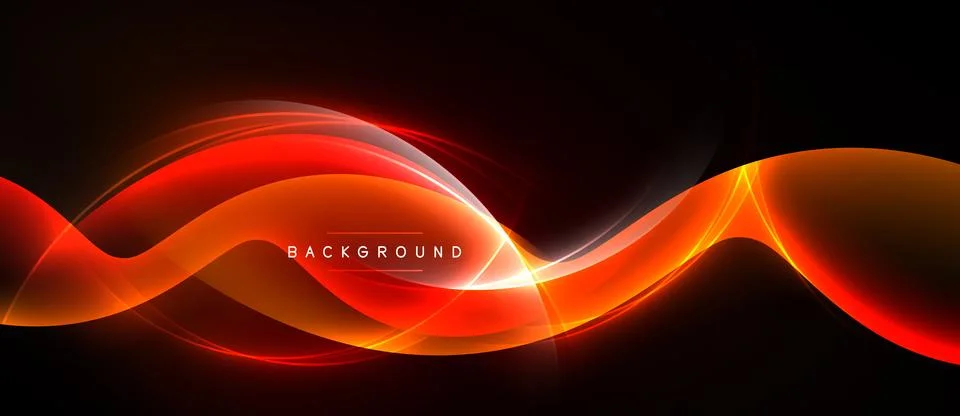 Abstract red waves over black background. Dynamic light effects create modern Illustrazione stock