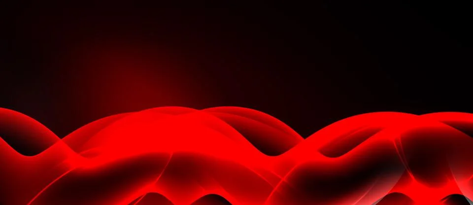 Abstract red waves over black background. Smooth shapes create dynamic visual 스톡 일러스트