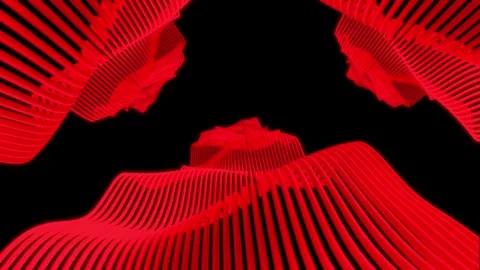 Abstract Red Wavy Mountain Range Looping on a Dark Background Stock Footage 314475011