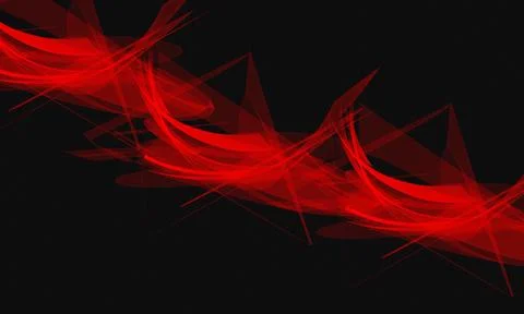 Abstract Red Wavy Shapes with Sharp Edges on Black イラスト素材