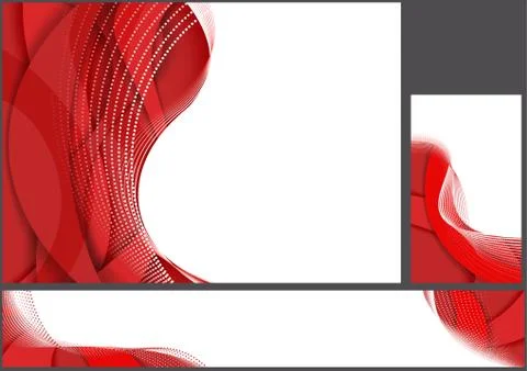 Abstract Red Wavy Stripes Background Set Stock Illustration