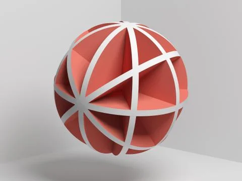 Abstract red white 3 d spherical object Stock Illustration