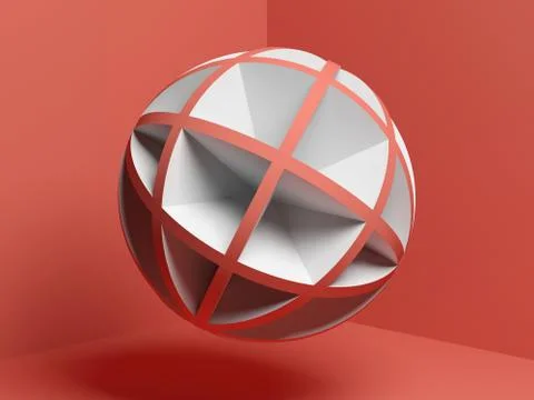 Abstract red white 3d spherical object Stock Illustration