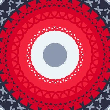 Abstract Red, White, and Blue Geometric Mandala Pattern 스톡 일러스트