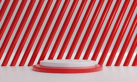 Abstract red white background. 3d rendering with podium. Minimal scene.	 Illustrazione stock