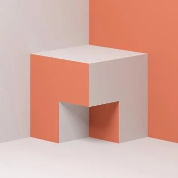 Abstract red white cubical object 3d Stock Illustration