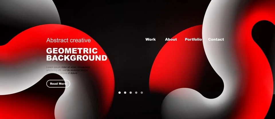 Abstract red, white design. Geometric shapes, flowing forms, website header.. イラスト素材