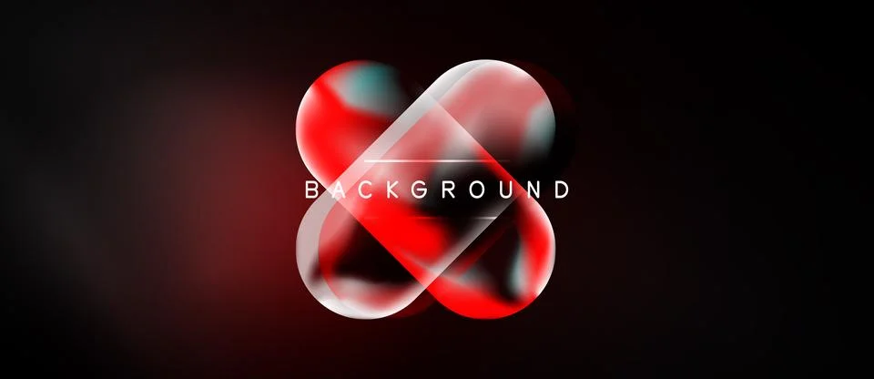 Abstract red, white design over black background. Fluid shapes create dynamic Illustrazione stock