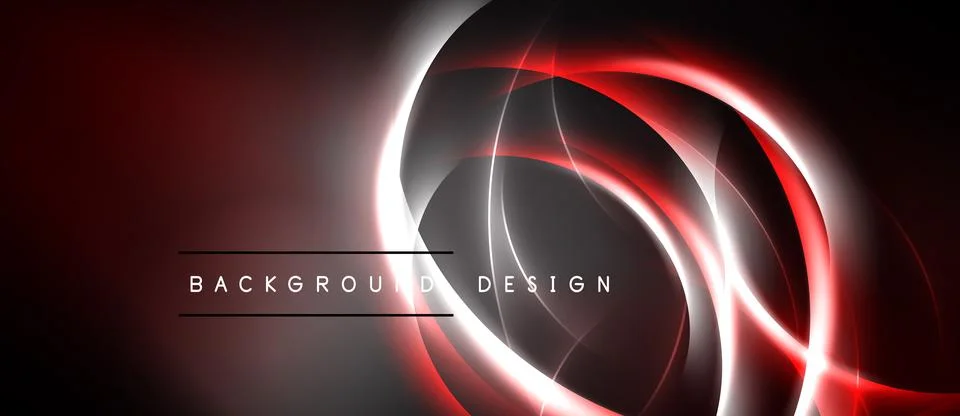 Abstract red, white lines create dynamic circular design. Dark background Stock Illustration