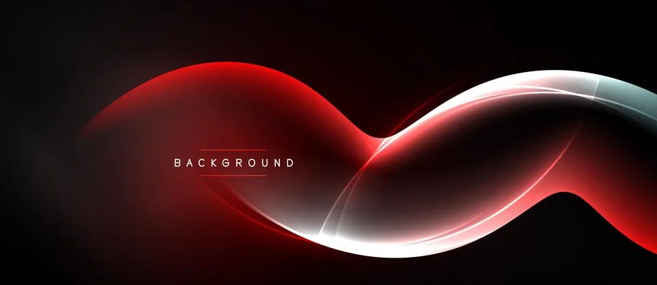 Abstract red, white lines flow across black background. Dynamic curves create Stockillustratie