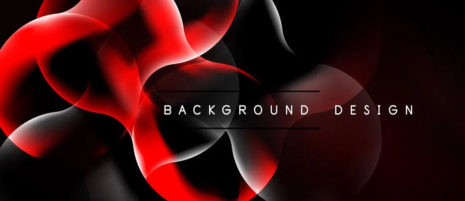Abstract red, white waves over black backdrop. Modern design features flowing Stock Illustration