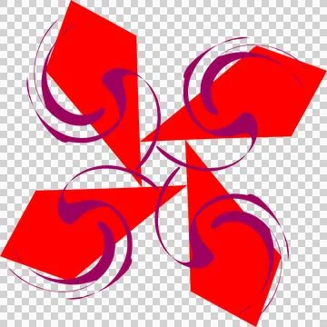 Abstract red windmill vector illustration on a black background. Stock Illustration