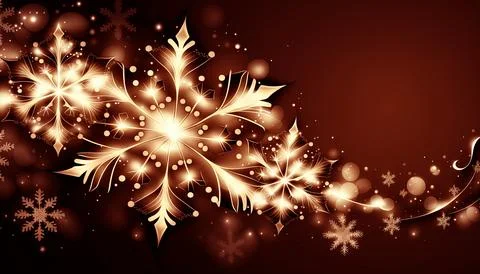 Abstract red Winter Background with shining snow flakes Stock Illustration