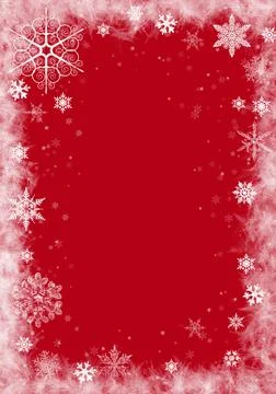 Abstract red Winter Background with snow flakes. Stock Illustration