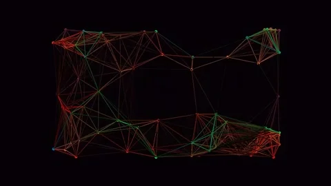 Abstract red wireframe geometric network connecting glowing dots on black b.. Stock Footage 341058557