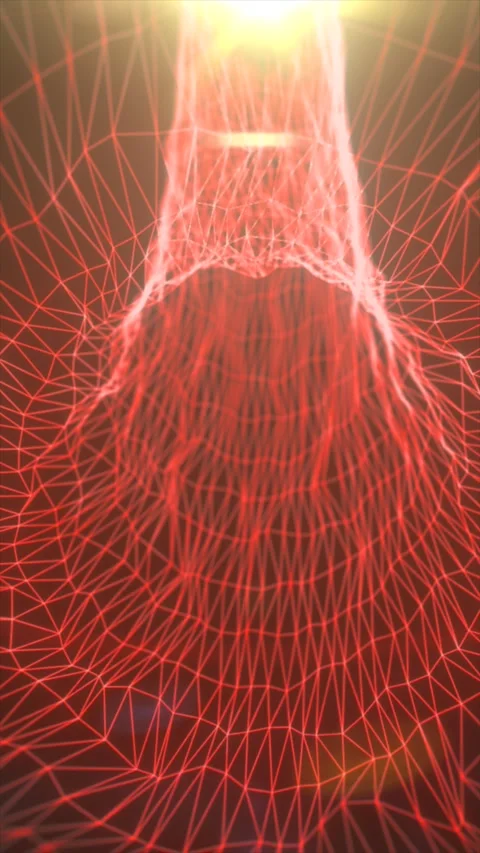 Abstract red wireframe human torso with glowing polygon mesh, futuristic an.. Stock Footage 333531746