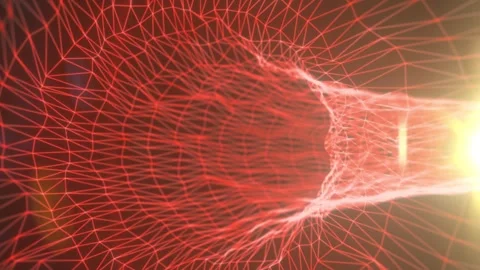 Abstract red wireframe human torso with glowing polygon mesh Stock Footage 334688591