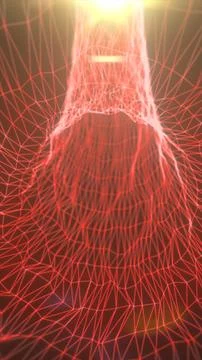 Abstract red wireframe human torso with glowing polygon mesh, futuristic an.. Stock Illustration