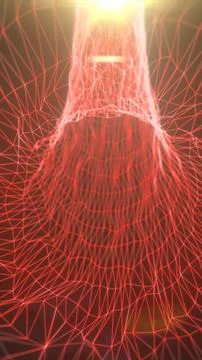 Abstract red wireframe human torso with glowing polygon mesh, futuristic an.. Illustrazione stock