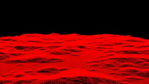 Abstract red wireframe landscape background. Cyberspace grid. 3d technology.. 스톡 일러스트