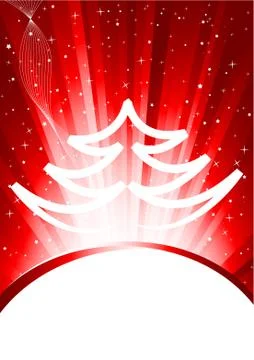 Abstract red xmas background with tree Illustrazione stock
