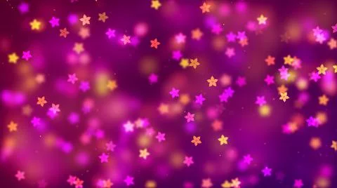 Abstract Red Yellow Blurry Falling Five Star Petals Flower Shapes Glitter Dust  Stock Illustration
