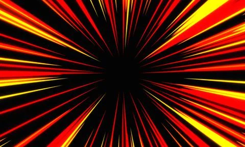 Abstract red yellow light speed zoom on black background technology vector Stock Illustration
