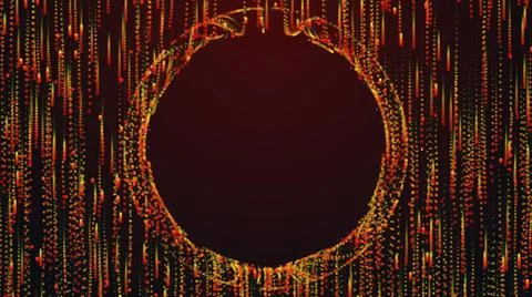 Abstract Red Yellow Matrix Dotted Lines Circular Falling Border Frame Background Stock Illustration
