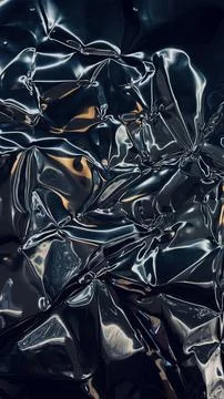 Abstract Reflection of Light on Crinkled Metallic Surface in Dark Tones wit.. Stock Photos