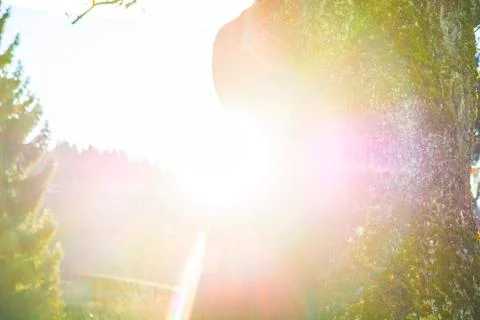 Abstract reflection of the sun on camera Stock Photos