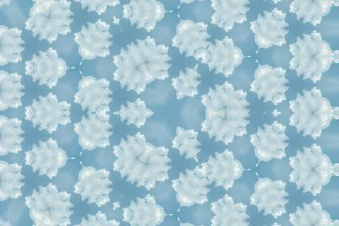 Abstract reflection of white clouds and blue sky cloudscape for background us Stock Photos