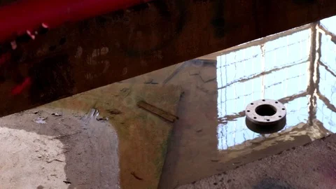 Abstract Reflection of a Window in a Flooded Basement, 4K Stock Footage 121652318