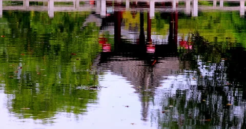 Abstract reflections of Jiangnan architecture in shimmering water Vídeo Stock 331506444