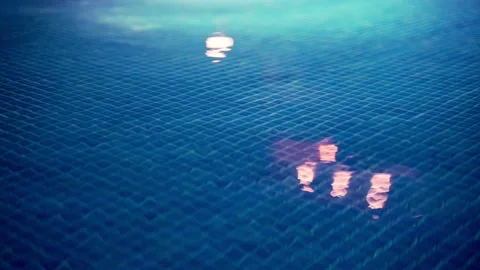 Abstract reflections on the surface of the water. Reflections of lanterns in the Stock Footage 134462845