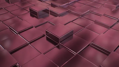 Abstract Reflective Purple Tile Floor Shiny Cube Box Geometric Blocks Stock Footage 166545119