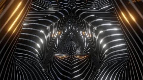 Abstract reflective tunnel 3d rendering illustration background Stock Illustration