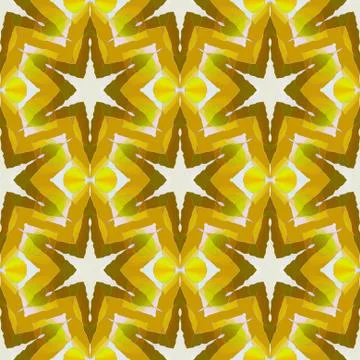 Abstract regular star pattern yellow yteen brown white Stock Illustration
