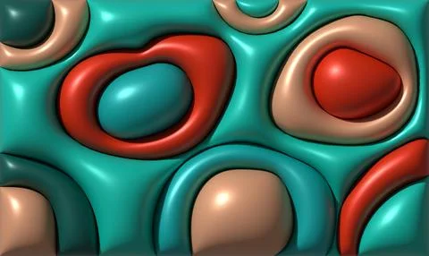 Abstract relief pattern of volumetric rounded shapes in blue, turquoise, re.. 스톡 일러스트