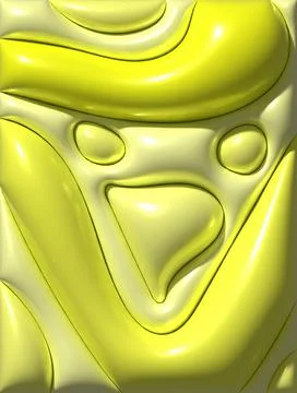 Abstract relief pattern of volumetric yellow shapes resembling waves or dro.. Stock Illustration