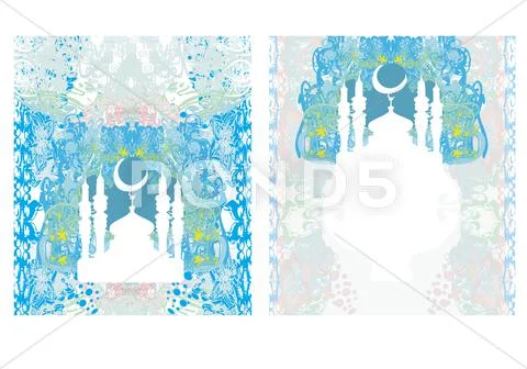 Abstract religious card set - ramadan kareem design Stock Illustration